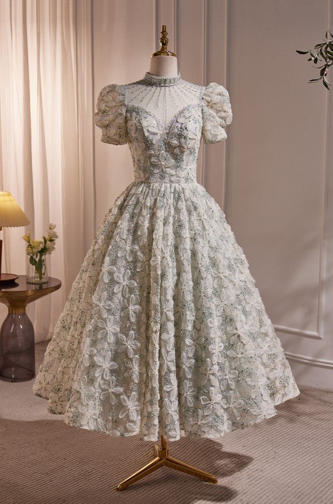 Chic Sleeveless Jade Prom Dress With Appliques & Beading main image 1
