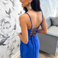 Royal Blue Mermaid Straps Long Prom Dress With High Slit