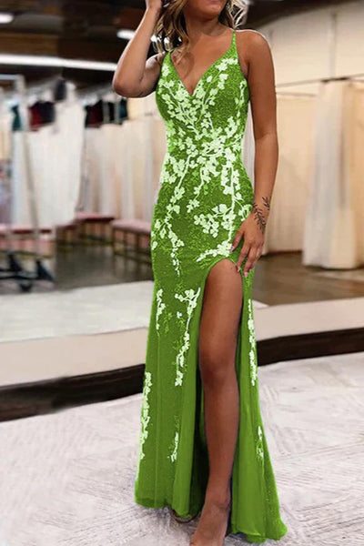 Tricia V-Neck Slit Mermaid Formal Dress