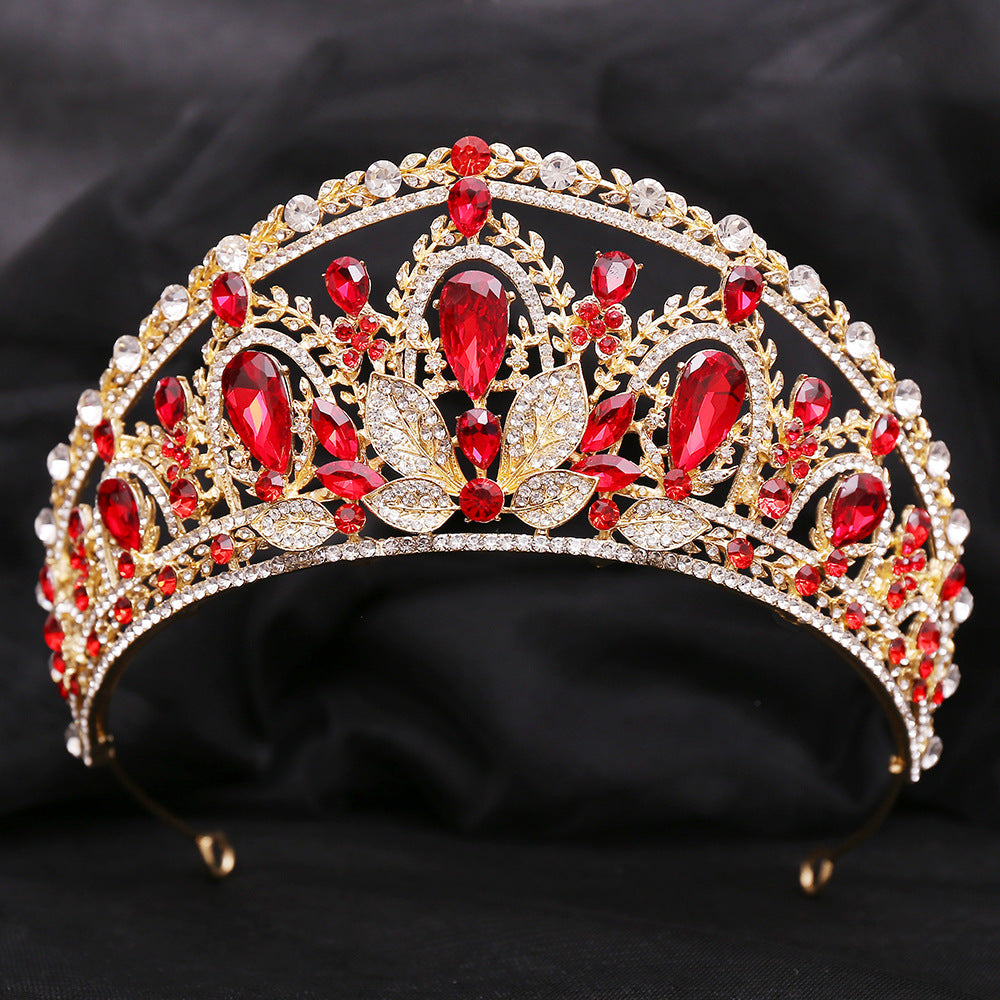 OMB1004 - Baroque Alloy Electroplated Crystal Crown Tiara Beauty Pageant Bride Wedding Headband Hair Accessories