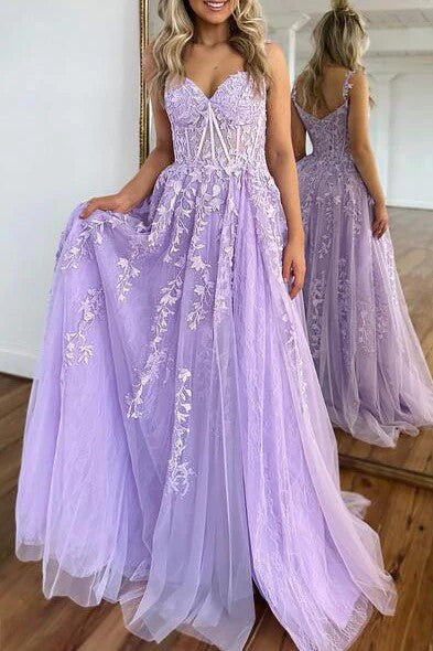 Off the Shoulder Party Gown Sweetheart A-line Lace Appliques Prom Dres
