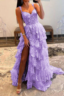 Tiered Flounce Fishtail Off Shoulder Prom Dress main image 0
