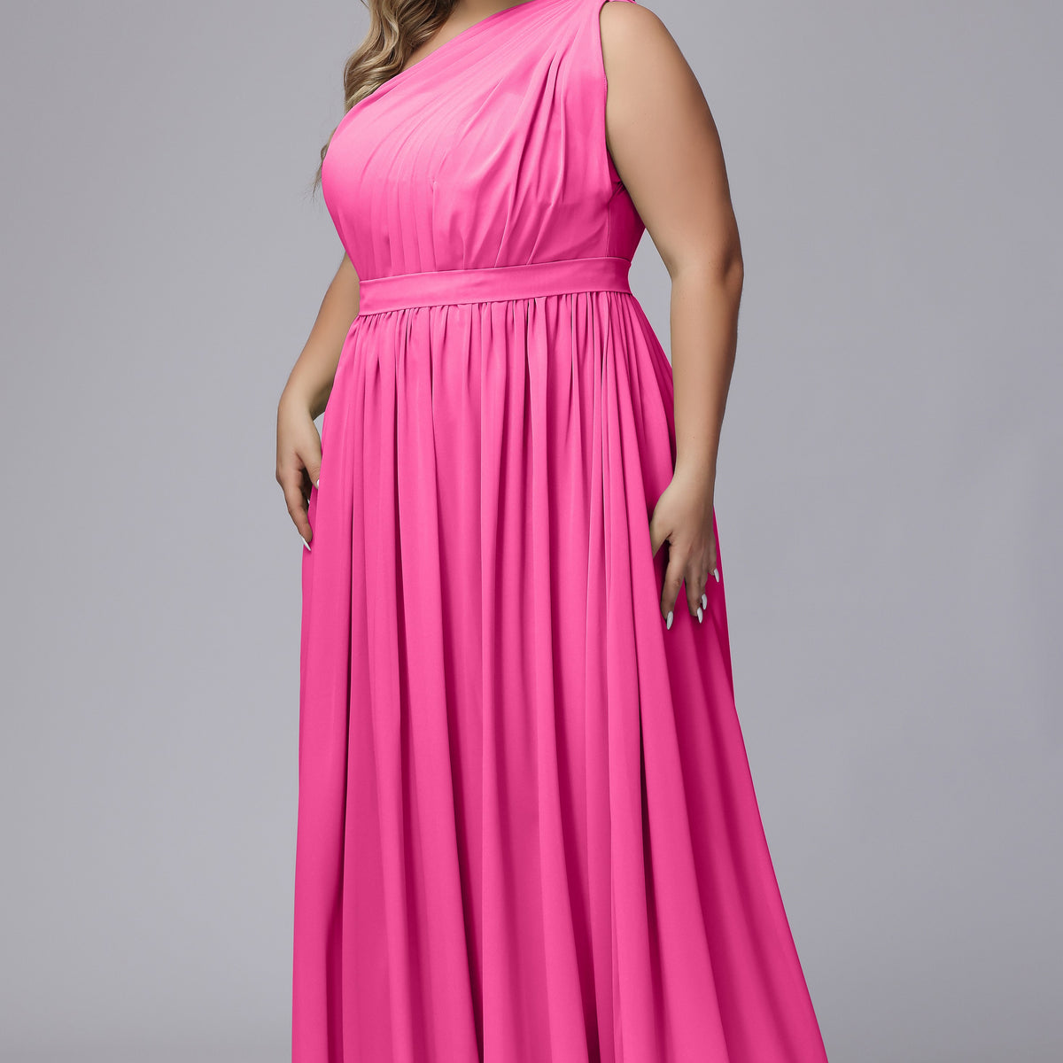 white christmas dresses One-Shoulder Plus Size Chiffon Bridesmaid Dresses