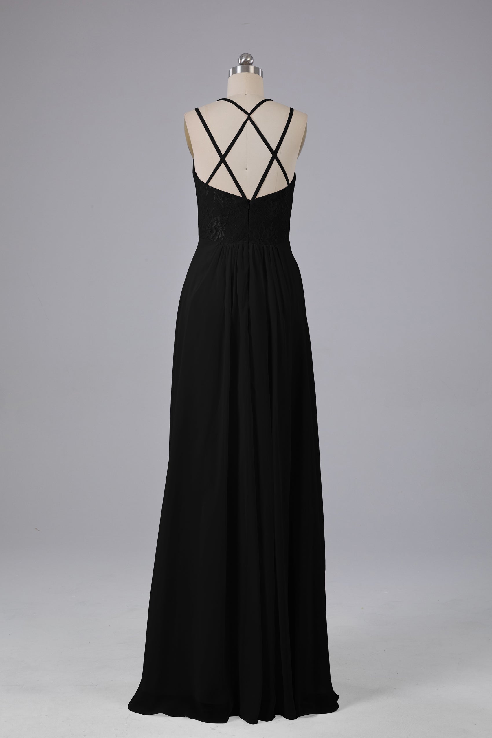 Lilac Open Back Spaghetti Strapless Pleated Long Bridesmaid Dress with Slit