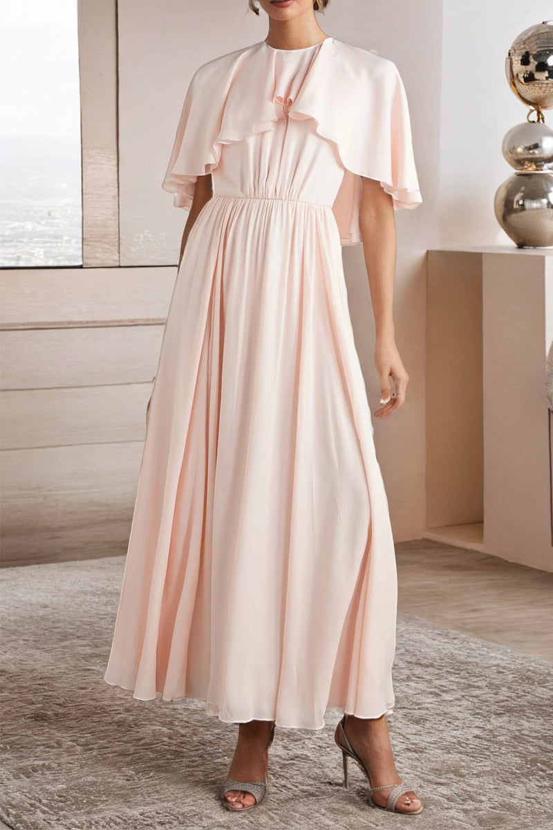 open lace back dress Everlee Strapless Layered Organza Ankle Length Dress