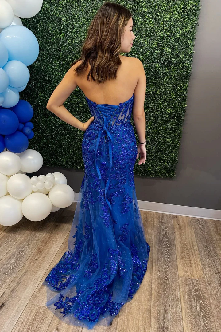 Royal Blue Sweetheart Off The Shoulder Mermaid Prom Dress