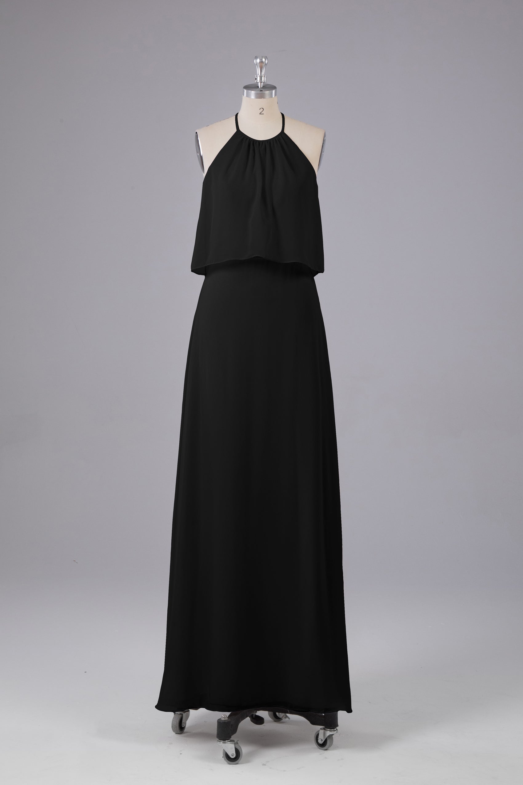 Simple Chiffon Halter Dress for Bridesmaid with Slit White
