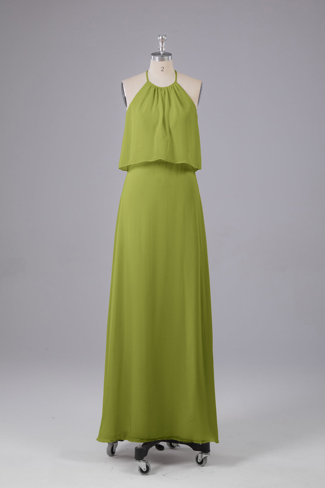 Simple Chiffon Halter Dress for Bridesmaid with Slit Orange