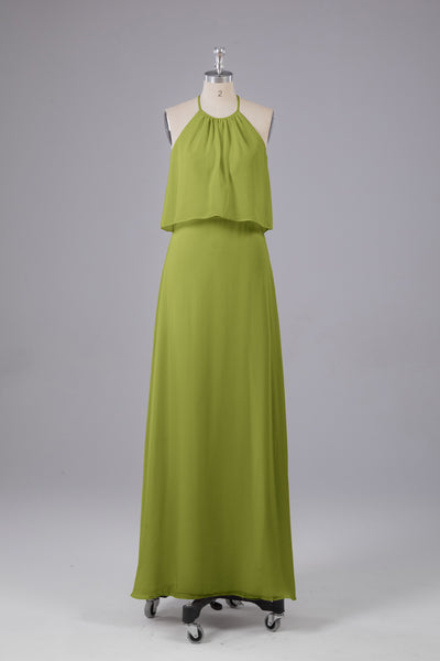 Simple Chiffon Halter Dress for Bridesmaid with Slit Pool main image 1
