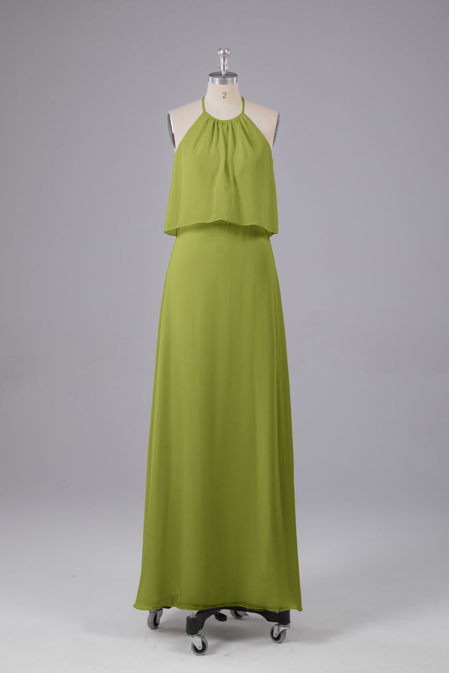 Simple Chiffon Halter Dress for Bridesmaid with Slit Daffodil main image 1