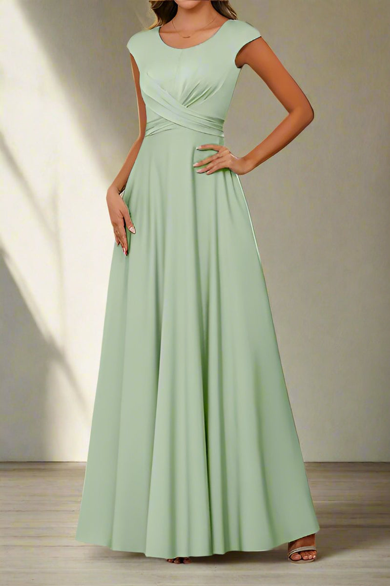 Dusty Sage A-Line Round Neck Simple Ankle Length Mother of The Bride Dresses Dusty Sage A-Line Round Neck Simple Ankle Length Mother of The Bride Dresses