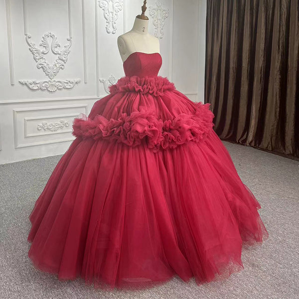 Sparkly Red Off the Shoulder Ball Gown Appliqued Quinceanera Dress main image 1