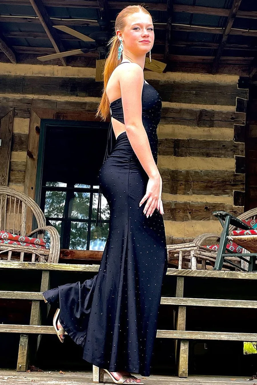 A Line Spaghetti Straps Satin Beaded Long Prom Dress,Formal Evening Dress   fg8494 main image 0