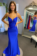 Simple Spaghetti Straps Long Gold Evening Prom Dress main image 1