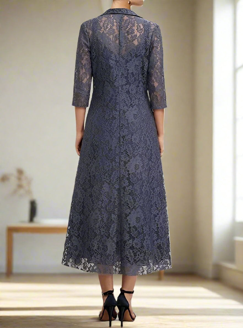 Stormy A-Line Tea Length Mother of the Bride Dress with Jacket