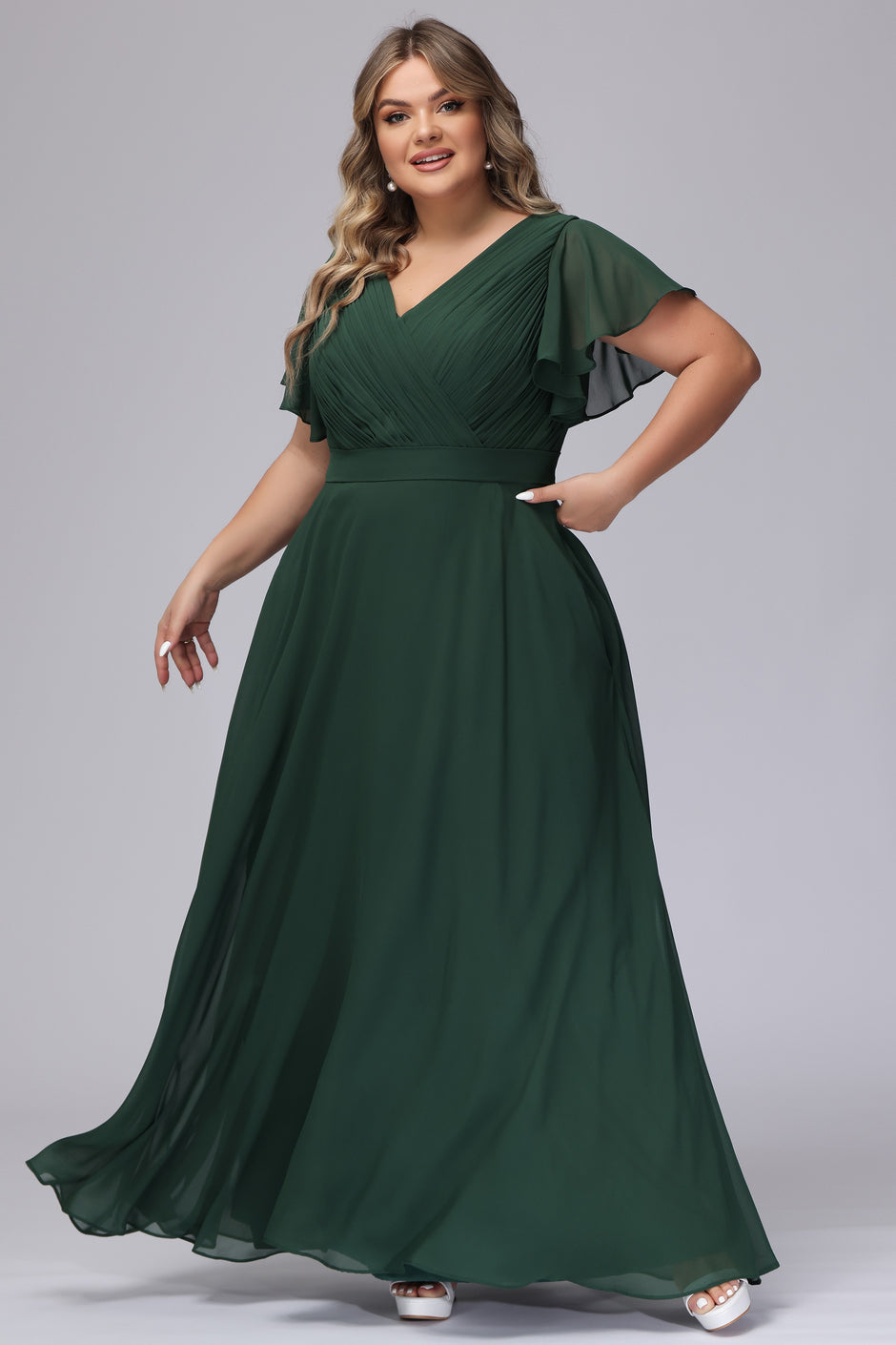 One-Shoulder Sequins Plus Size Bridesmaid Dress
