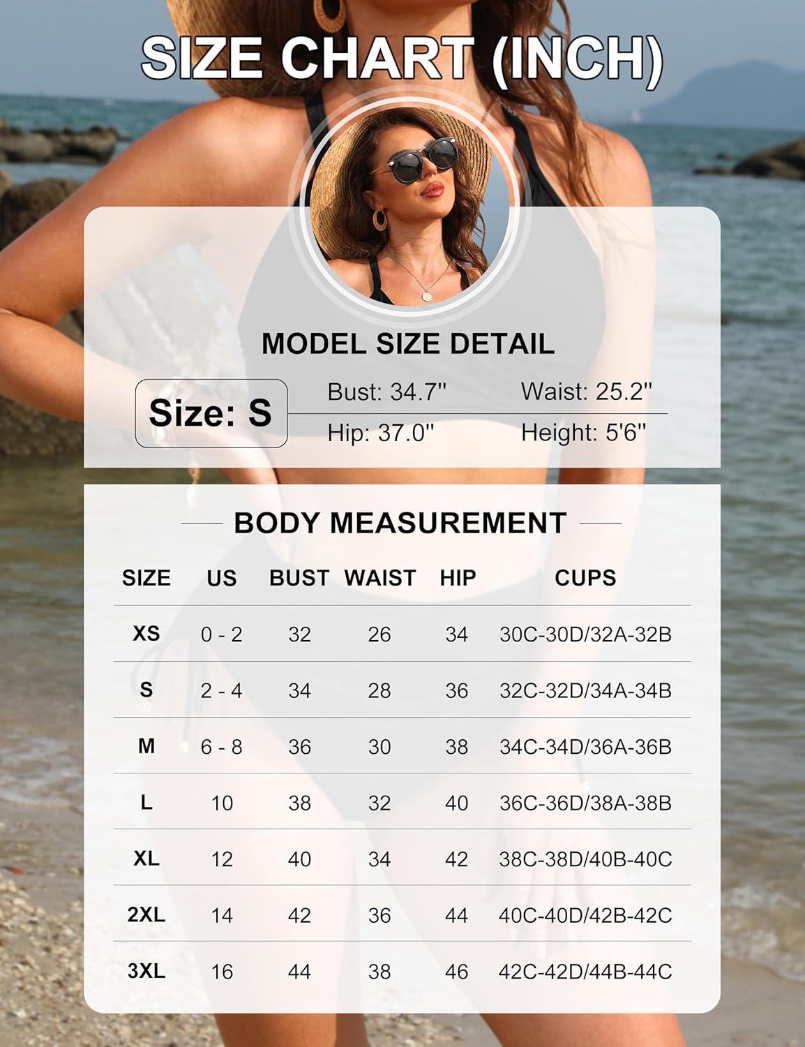 OmbreSwim - Womens High Waisted Bikini Sets Drawstring Tummy Control Swimsuits Crisscross Tie Back Bathing Suit