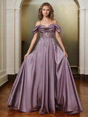 A Line Spaghetti Straps Apricot Print Ball Dress with Slit main image 1