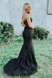 Sweetheart Straps Lace Appliques Mermaid Prom Dress