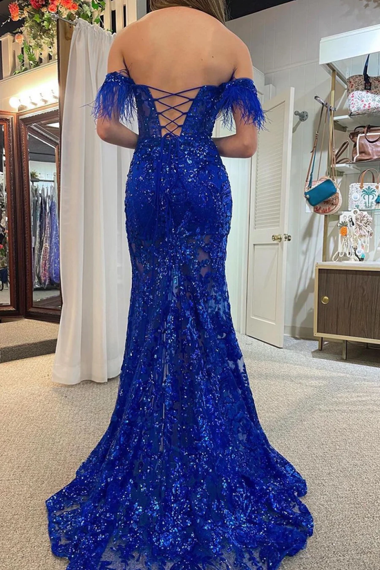Off-the-Shoulder Long Sleeves Applique Prom Dress    cg16790