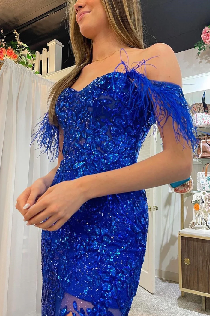 Off The Shoulder Long Prom Dress With Start Appliques main image 1