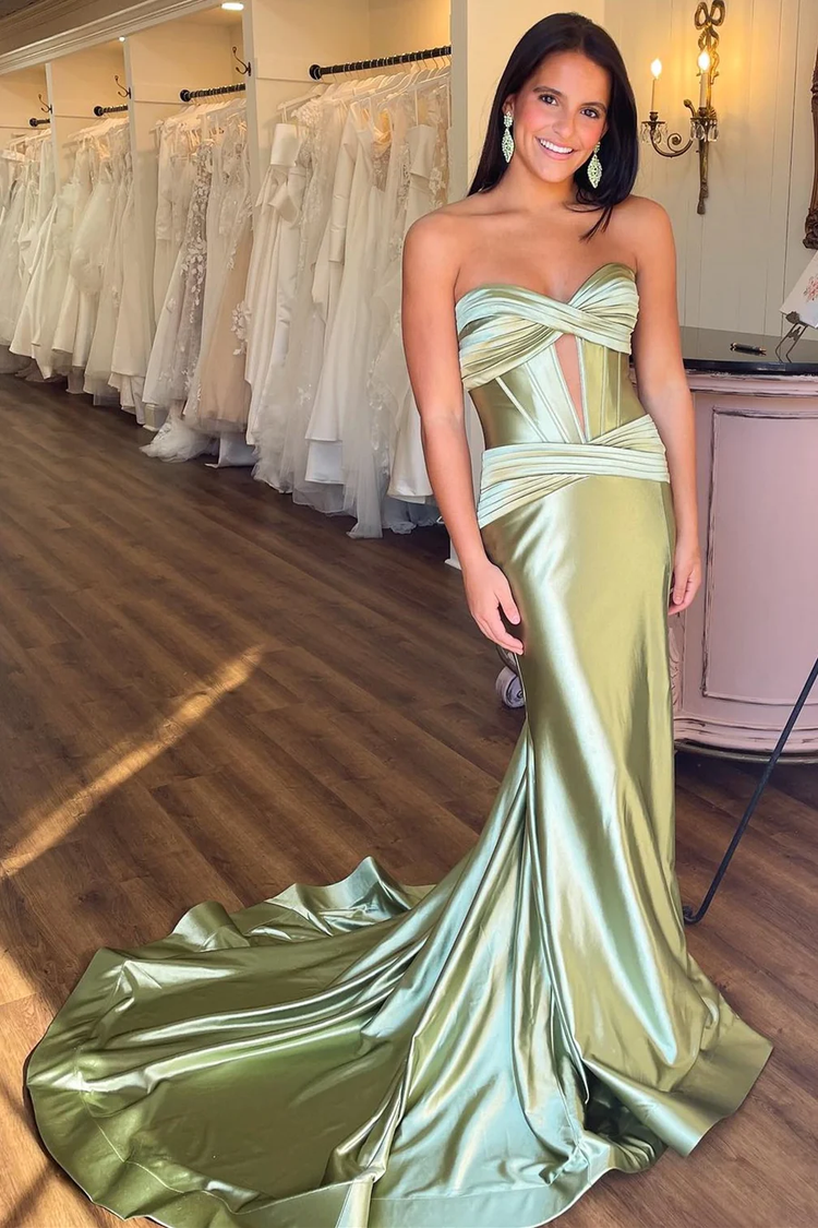 Beautiful Satin A-line Long Prom Dresses Off-the-shoulder Sexy Gowns With Slit PD520 main image 1