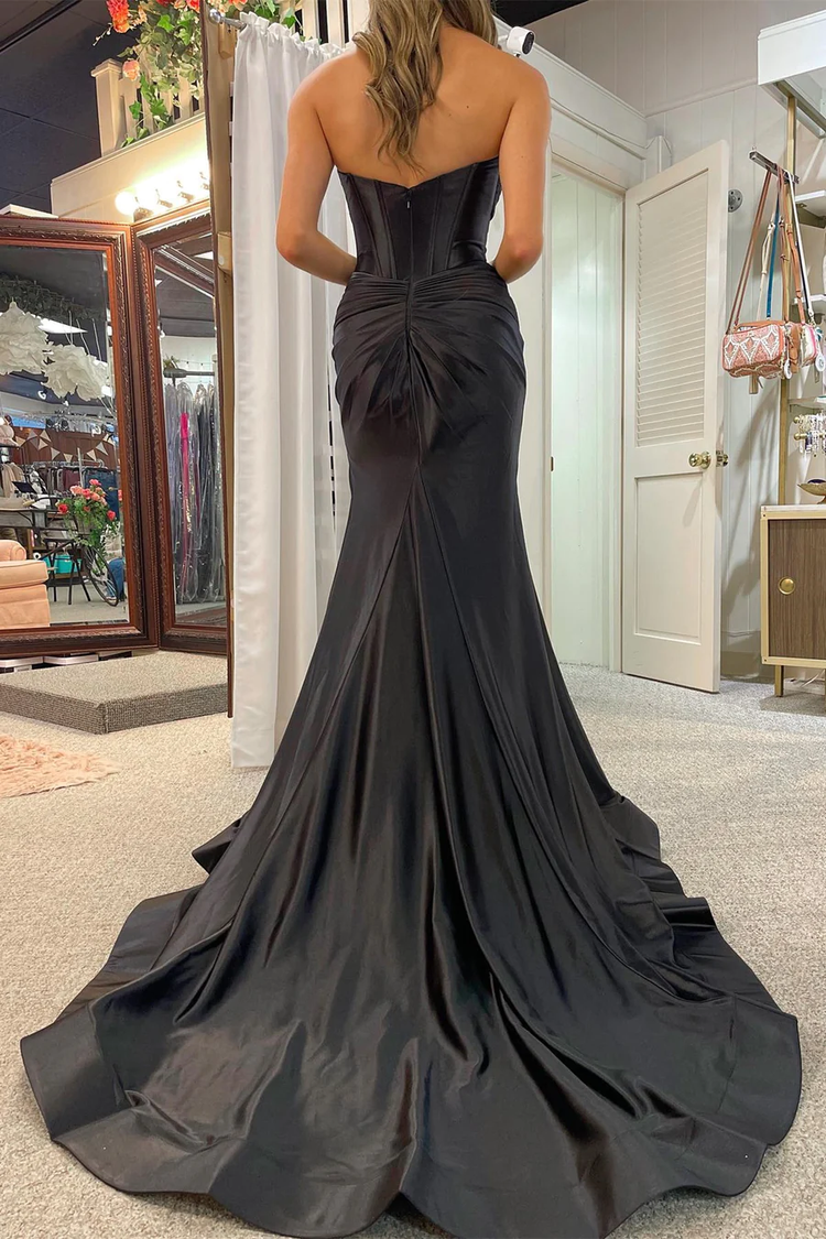 Blush Off the Shoulder A-Line Satin Prom Dress Long with Slit main image 0