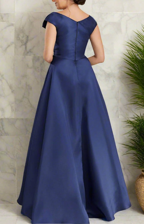 Silver V Neck Ruched A Line Mother Of The Bride Dress main image 1