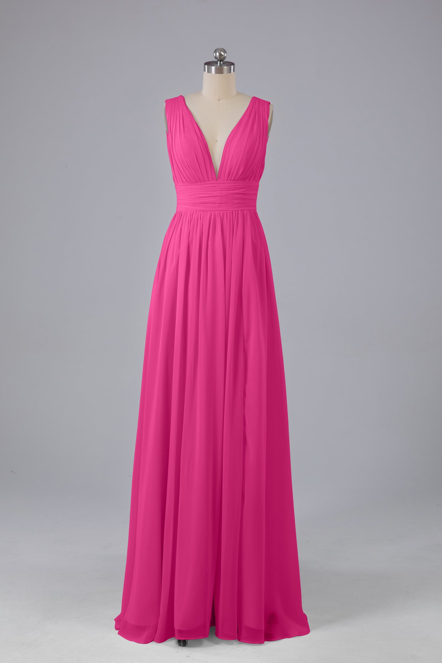 Long V Neck Chiffon Bridesmaid Dress Spa