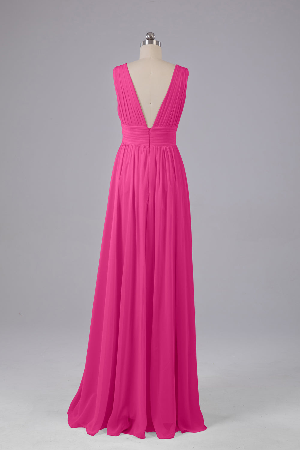 Side Split V Neck Ruched Wholesale Chiffon Bridesmaid Dresses