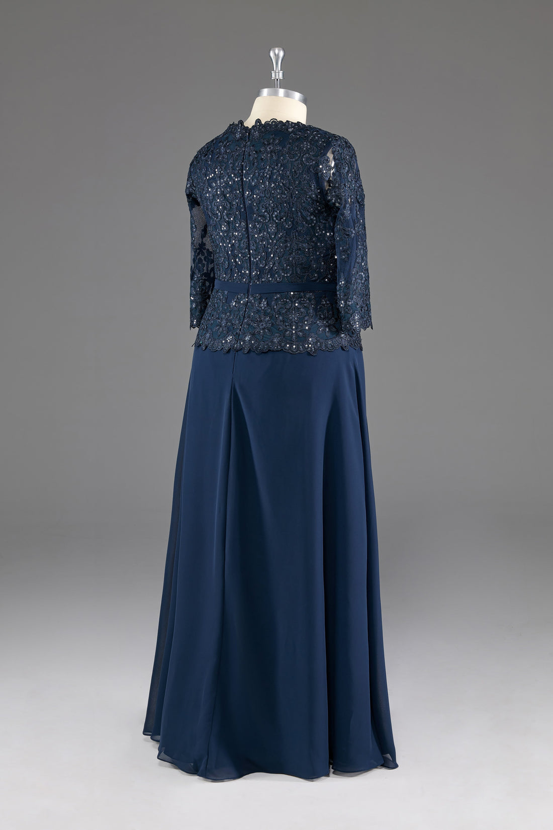 A Line Lace Appliques Chiffon V Neck Prom Dresses with Slit LBQ2374 main image 1