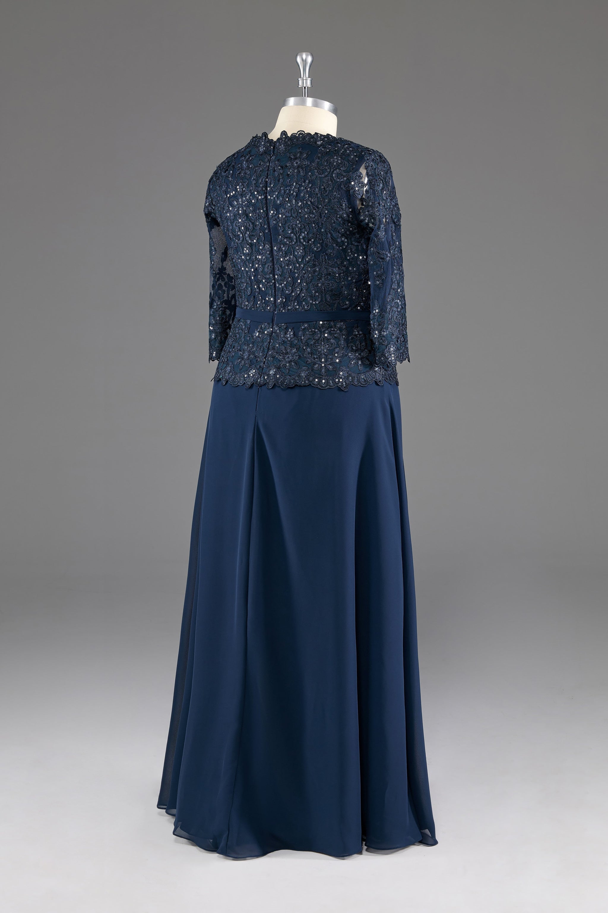 Voile V-Neck Dress in Navy