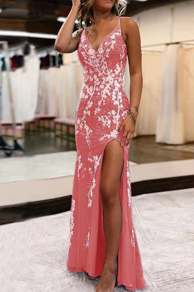 Mermaid Slit In Prom Dress With Appliques SYP157