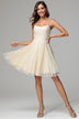 A-Line Spaghetti Straps Black Chiffon Homecoming Dress with Appliques PD068 main image 1
