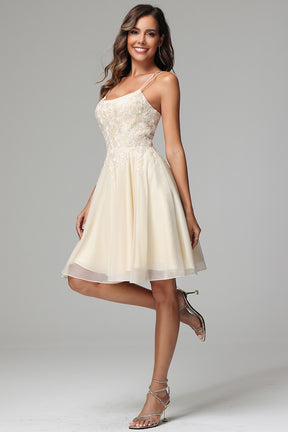 A-Line/Princess Spaghetti Straps Short/Mini Sequins Homecoming Dresses main image 0