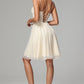 A-line Spaghetti-straps V Neck Homecoming Dress, Lace Short Prom Dress OM363