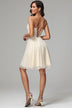 A Line Spaghetti stropper Grå Short Homecoming Dress med Appliques main image 1