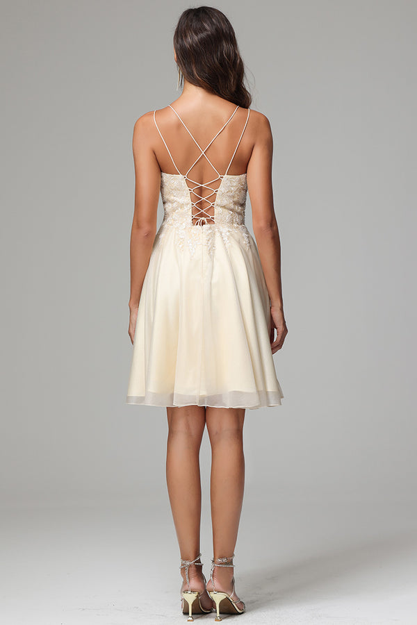 A Line Corset Spaghetti Straps Homecoming Dress main image 0
