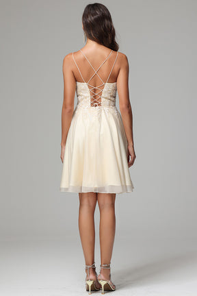 Cute A Line Spaghetti Straps White Satin Short Homecoming Dress 18th Birthday Outfits C5789 main image 1