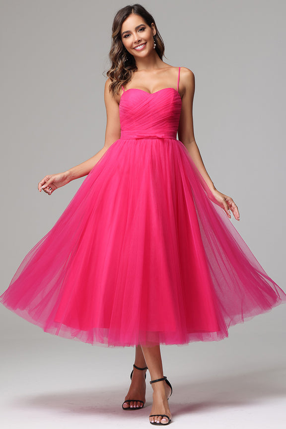 Ethereal A-Line Spaghetti Strap Lace Tulle Maxi Prom Dress main image 1