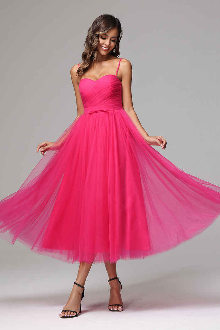 Amanda| A-Line Spaghetti Straps Long Tiered Tulle Prom Dress With Split