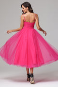 A Line Spaghetti Straps Sweetheart Lace Tulle Prom Dress LBQ3831 main image 1