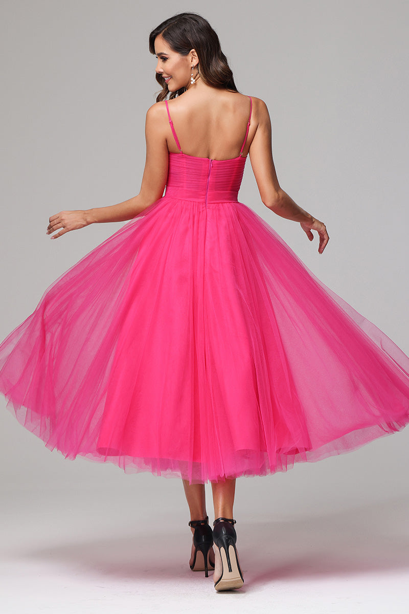 Elegant A-Line Spaghetti Straps Tulle Long Prom Dress Formal Party Dress,DP1434 main image 0