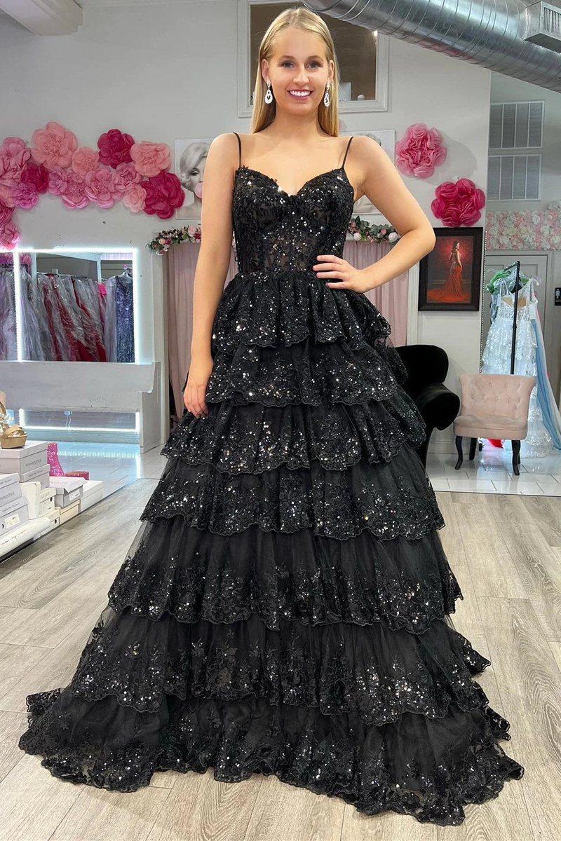 A-line Straps Princess Layered Prom Dress