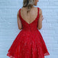 Cute Red A Line Tulle Zipper Back Short Homecoming Dresses