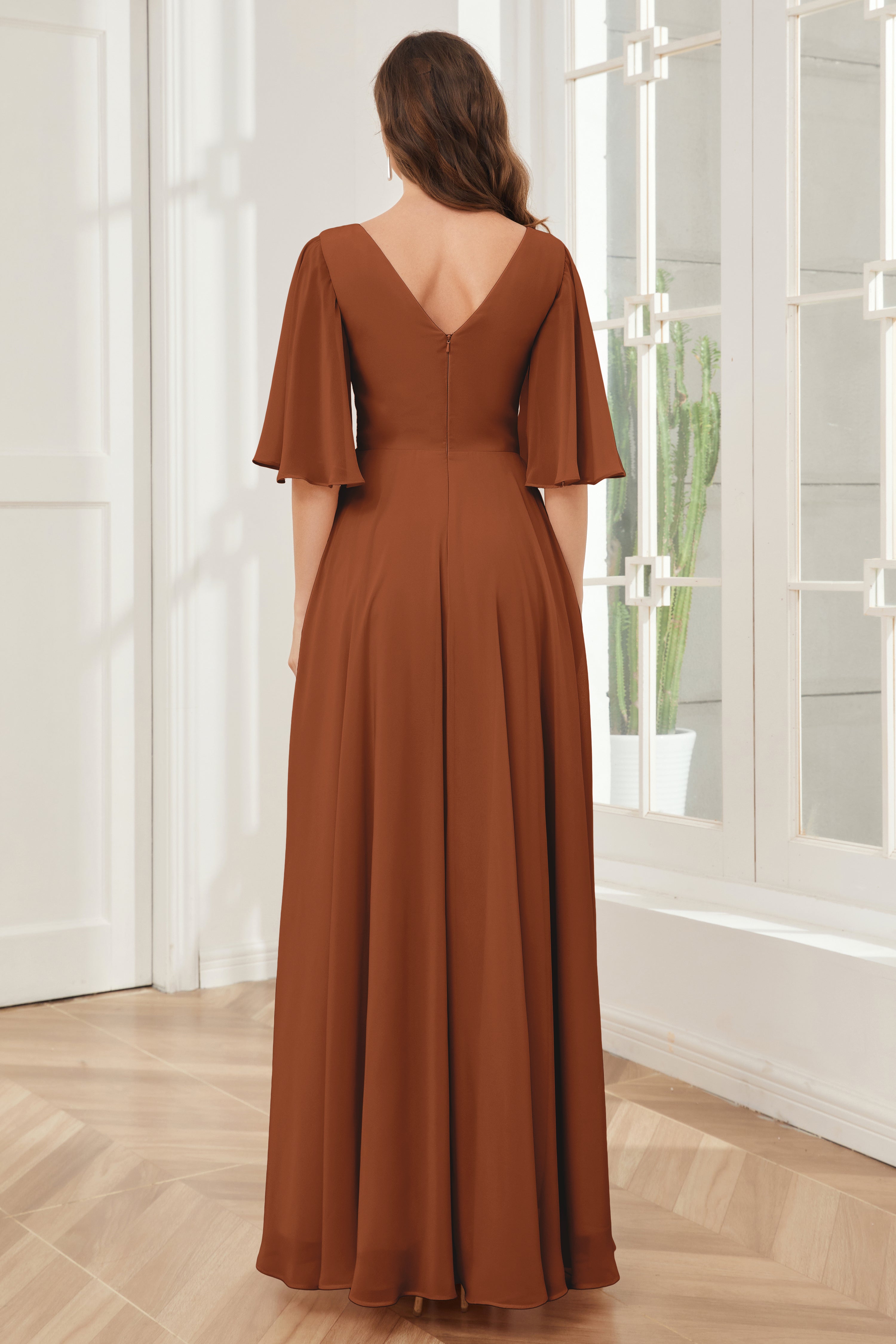 Flutter Sleeve Midi Dress Short Sleeve Bridesmaid Dresses & Maid Of Honor Gowns Vneck Chiffon Bridesmaid Dress Flutter Sleeve Midi Dress Short Sleeve Bridesmaid Dresses & Maid Of Honor Gowns Vneck Chiffon Bridesmaid Dress