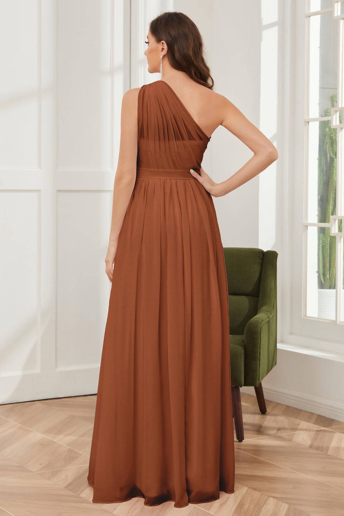 Princess One Shoulder Chiffon Bridesmaid Dresses Royal Blue