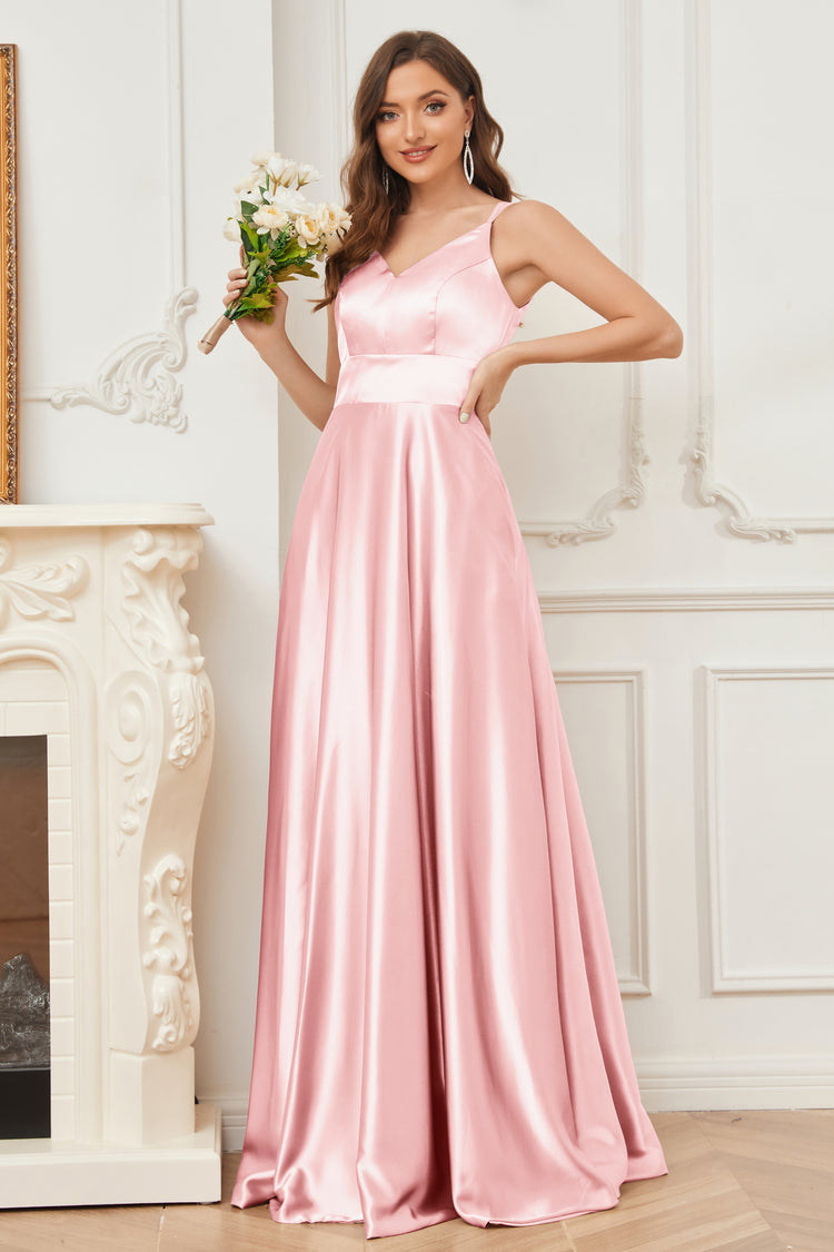 Elegant Ankle Length Spaghetti Straps Short Soft Satin Bridesmaid Dresses