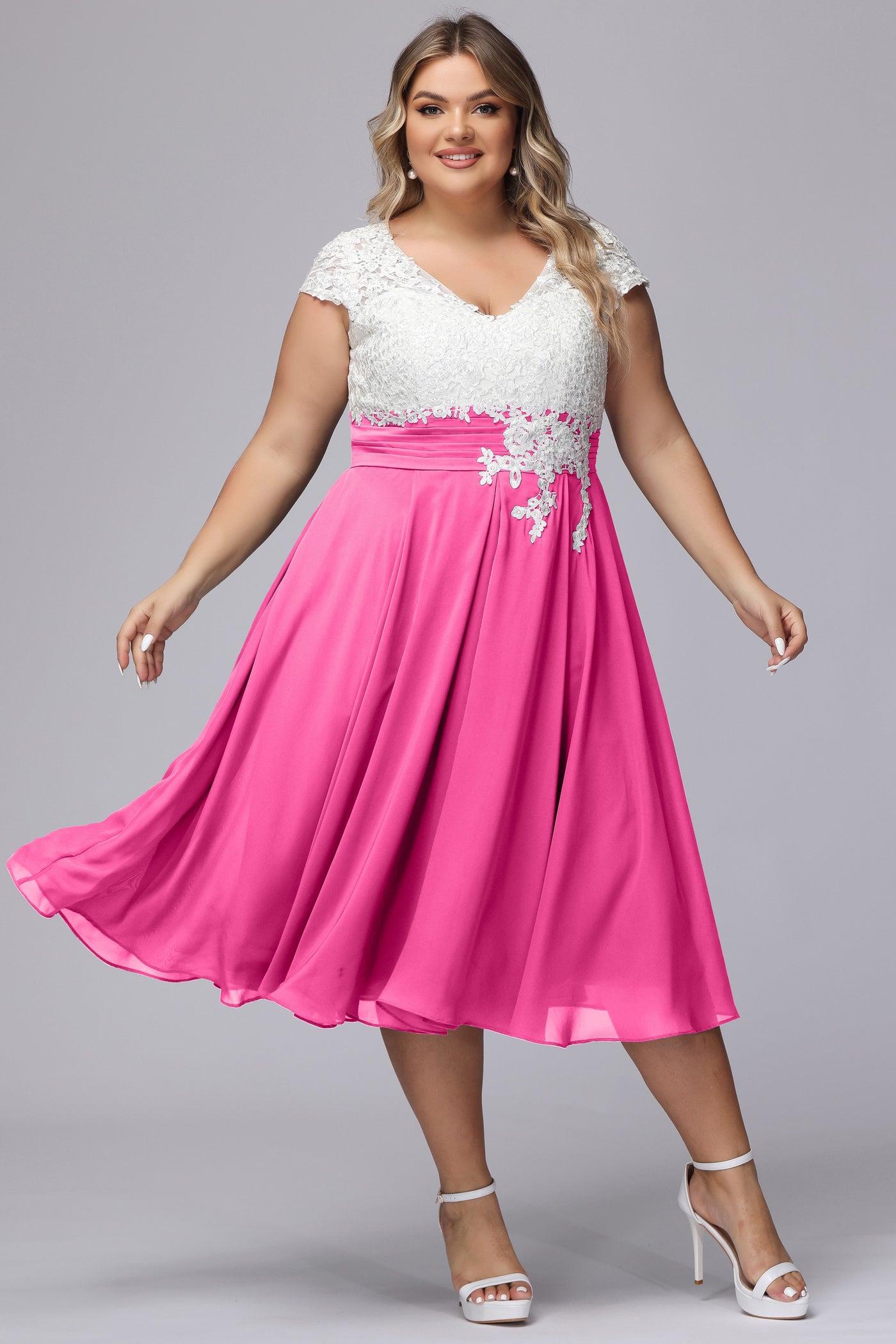 Tea-Length Chiffon Dress With Jacket Sunset Plus Size main image 1