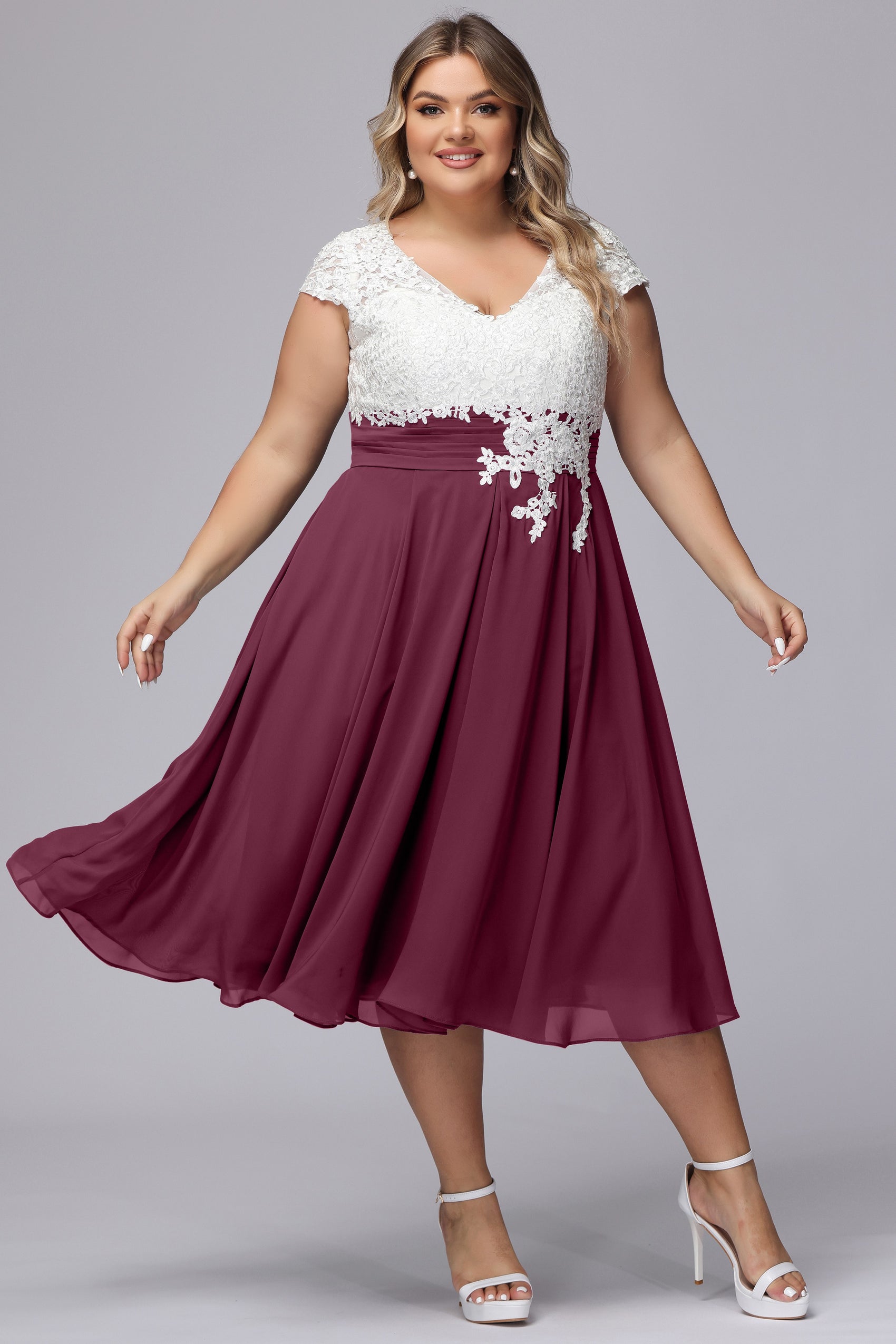 Long Chiffon Dress for Bridesmaid with Bow Lemon Plus Size